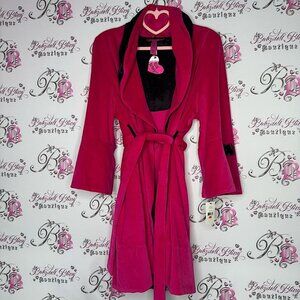 Betsey johnson robe pink black floral detail waist tie belt brand new with tags